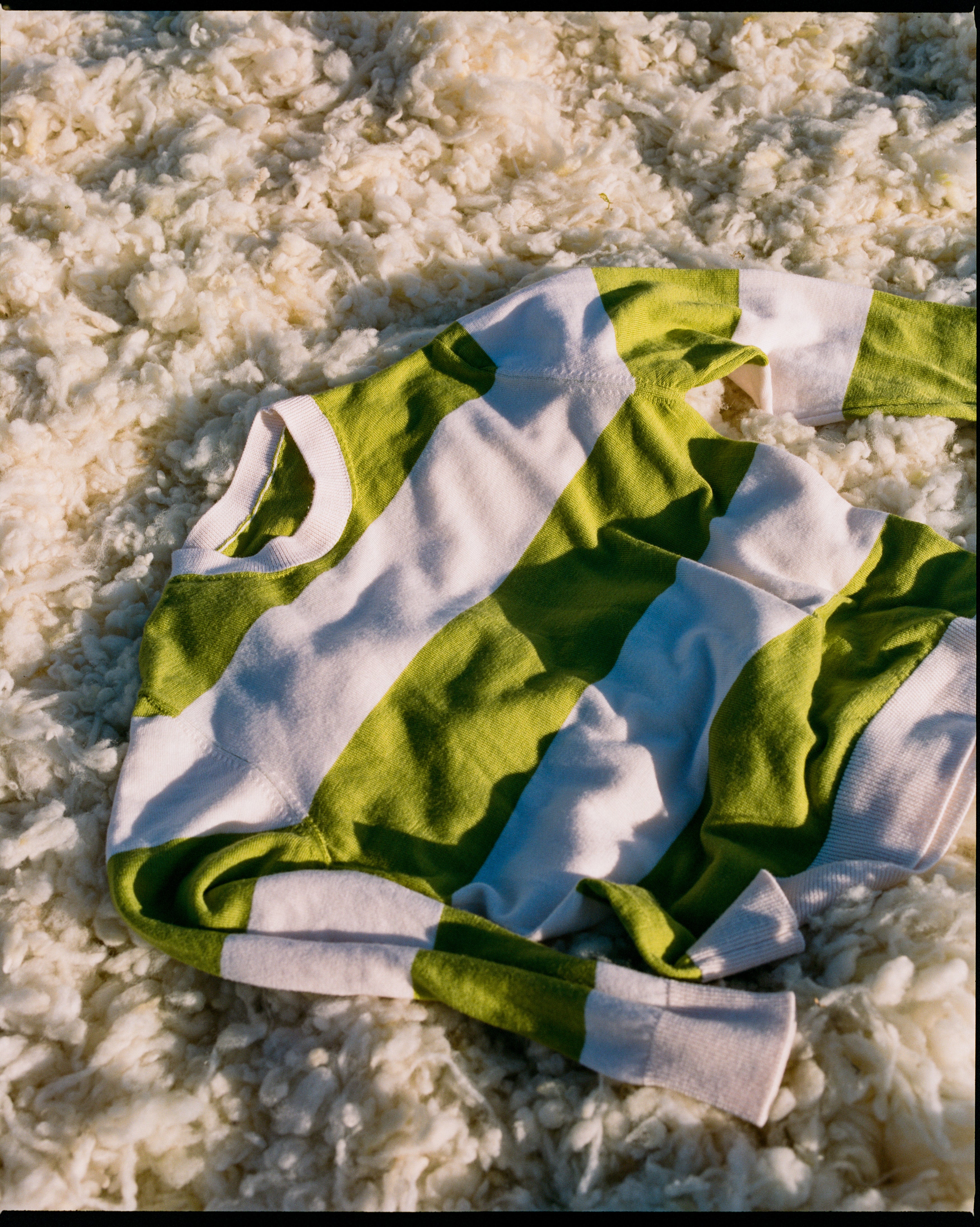 Lightweight Crewneck Jumper - Apple Green Stripe