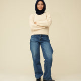 Merino Lambswool Hood - Navy Blue (knitted-to-order)