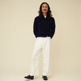 Merino Lambswool Rugby Jumper - Navy Blue