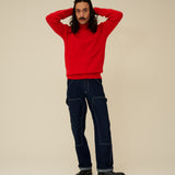 Chunky Merino Lambswool Roll Neck - Poppy Red (knitted-to-order)