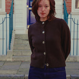 Merino Lambswool Cardigan - Dark Brown