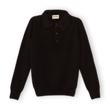 Merino Lambswool Rugby Jumper - Dark Brown